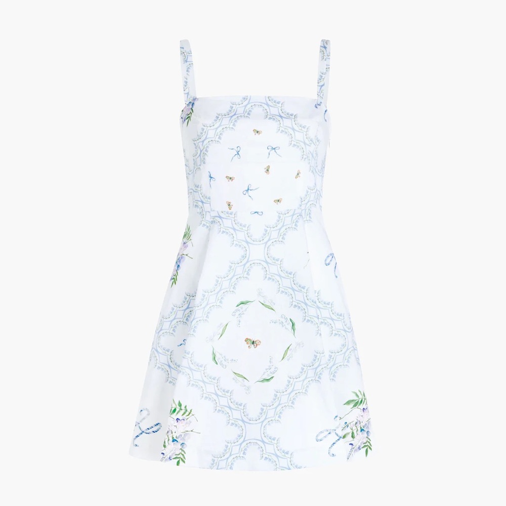 Hill House White and Blue Floral Dress